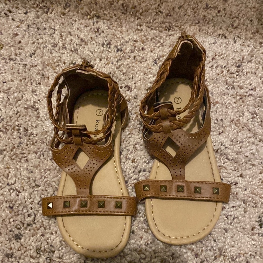 Kids Brown Braided Gladiator Sandals